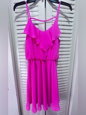 Lush Hot Pink Ruffle Strap Sundress